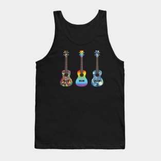 Three Ukuleles Colorful Textures Tank Top